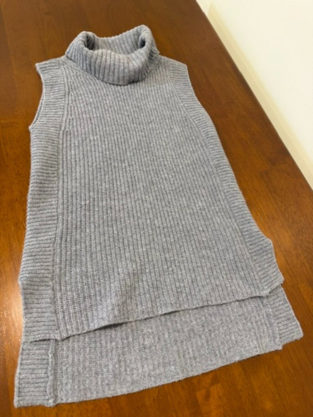 Gentle Herd Gray Wool Sleeveless Turtleneck Top Knit Vest Size XS